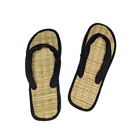 Quickkshop Natural Korai Grass Mat Eco-friendly Slippers For Women & Girl | Osho Slippers Stylish Comfortable Lightweight (Black, numeric_7)
