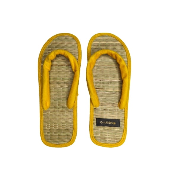 Quickkshop Natural Korai Grass Mat Eco-friendly Slippers For Women & Girl | Osho Slippers Stylish Comfortable, Lightweight (Yellow, numeric_8)