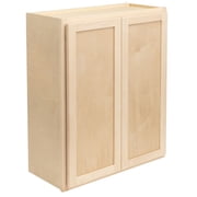 Quicklock RTA Ready-to-Assemble 30" Tall Wall Kitchen Cabinets - Shaker Style | 100% Hardwood | Made in America | Soft Close Hardware 12" D x 27" W x 30" H, Raw Maple
