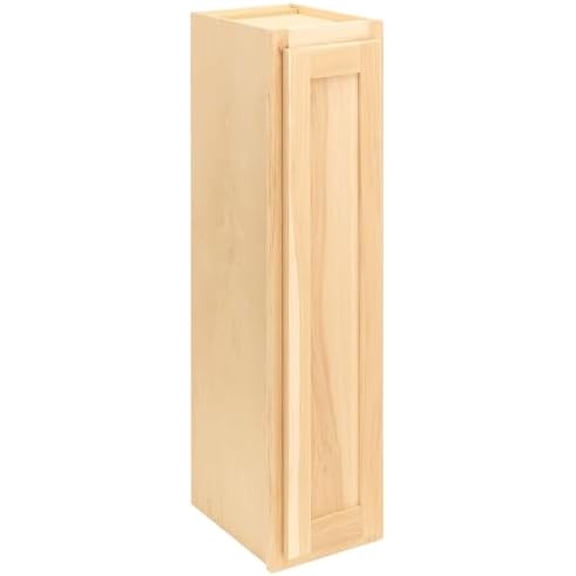 Quicklock RTA (Ready-to-Assemble) 36" Tall Wall Kitchen Cabinets - Shaker Style | 100% Hardwood | Made in America | Soft Close Hardware (Raw Hickory, 12" D x 12" W x 36" H)