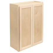 Quicklock RTA Ready-to-Assemble 42" Tall Wall Kitchen Cabinets - Shaker Style | 100% Hardwood | Made in America | Soft Close Hardware 12" D x 27" W x 42" H, Raw Maple