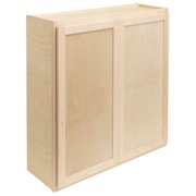 Quicklock RTA Ready-to-Assemble 42" Tall Wall Kitchen Cabinets - Shaker Style | 100% Hardwood | Made in America | Soft Close Hardware 12" D x 33" W x 42" H, Raw Maple