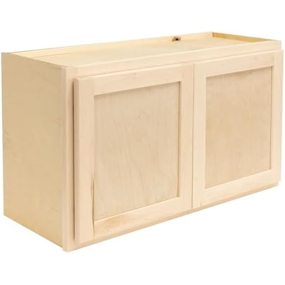 Quicklock RTA (Ready-to-Assemble) 42" Tall Wall Kitchen Cabinets - Shaker Style | 100% Hardwood | Made in America | Soft Close Hardware (Raw Maple, 12" D x 36" W x 18" H)