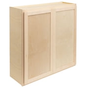 Quicklock RTA Ready-to-Assemble 42" Tall Wall Kitchen Cabinets - Shaker Style | 100% Hardwood | Made in America | Soft Close Hardware Raw Maple, 12" D x 36" W x 42" H