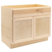 Quicklock RTA Ready-to-Assemble | Base Kitchen Cabinets - Shaker Style | Made in America Raw Maple, 36" W x 34.5" H x 24" D Sink Base