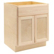 Quicklock RTA Ready-to-Assemble | Bathroom Vanity Cabinets - Shaker Style | Made in America | Soft Close Hardware | Raw Maple, 24" W x 31.5" H x 21" D No Back
