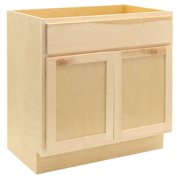 Quicklock RTA Ready-to-Assemble | Bathroom Vanity Cabinets - Shaker Style | Made in America | Soft Close Hardware | Raw Maple, 30" W x 31.5" H x 18" D | No Back