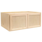 Quicklock RTA Ready-to-Assemble Refrigerator Wall Kitchen Cabinets - Shaker Style | 100% Hardwood | Made in America | Soft Close Hardware Raw Maple, 24" D x 36" W x 12" H