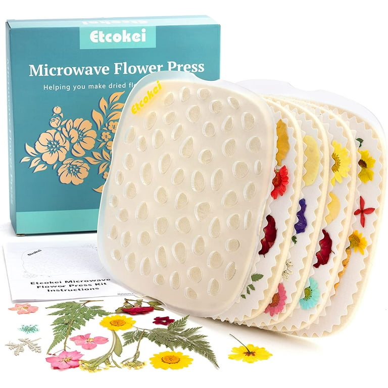 Quickly Microwave Flower Press Kit, 4 Layers 7.5 Flower Pressing Kit for  Adults, Larger Flower Press for Plant DIY Arts, Resin Arts, Scrapbooking