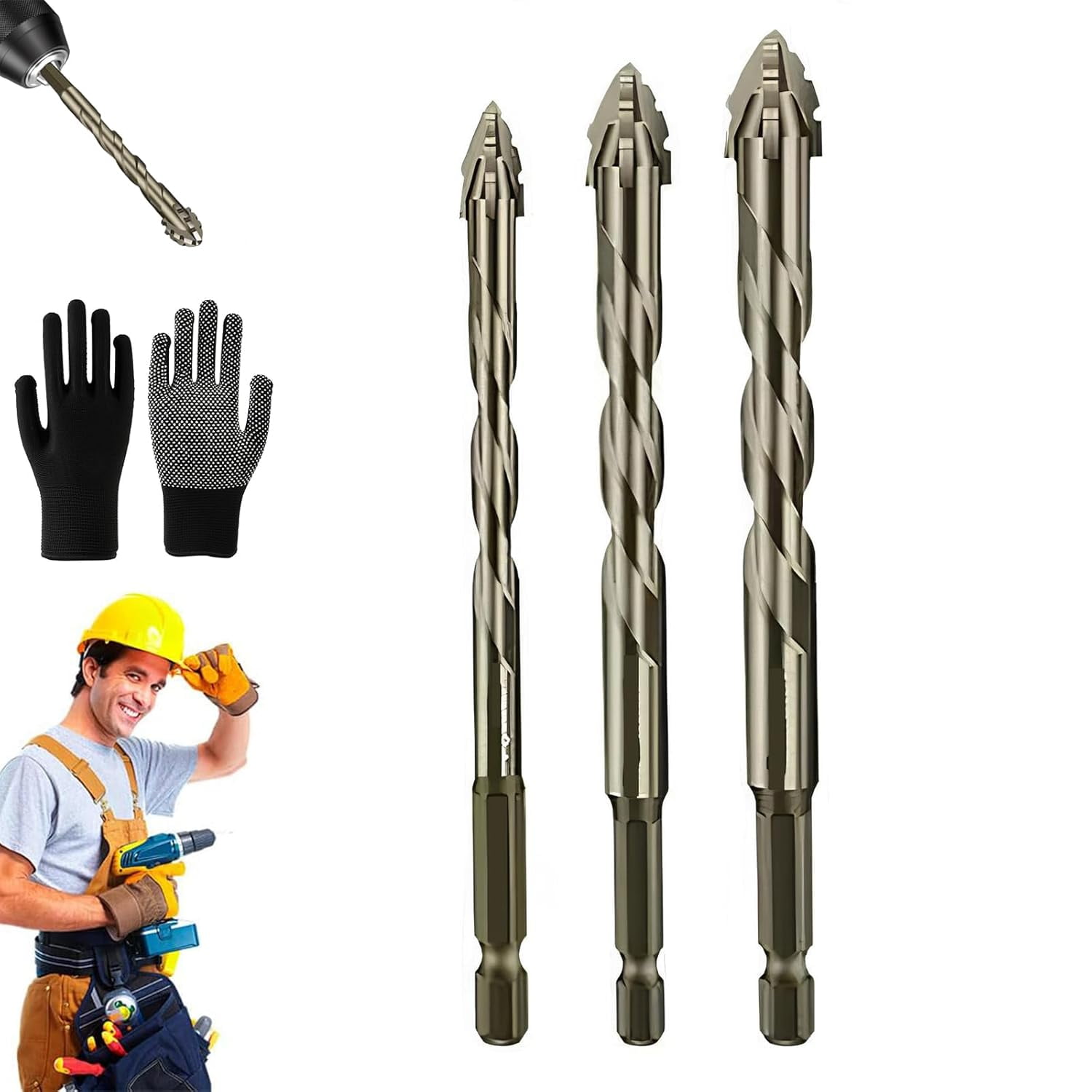 Beooshop Four Blade Serrated Eccentrc Drll Bts,Premum Serrated Edge