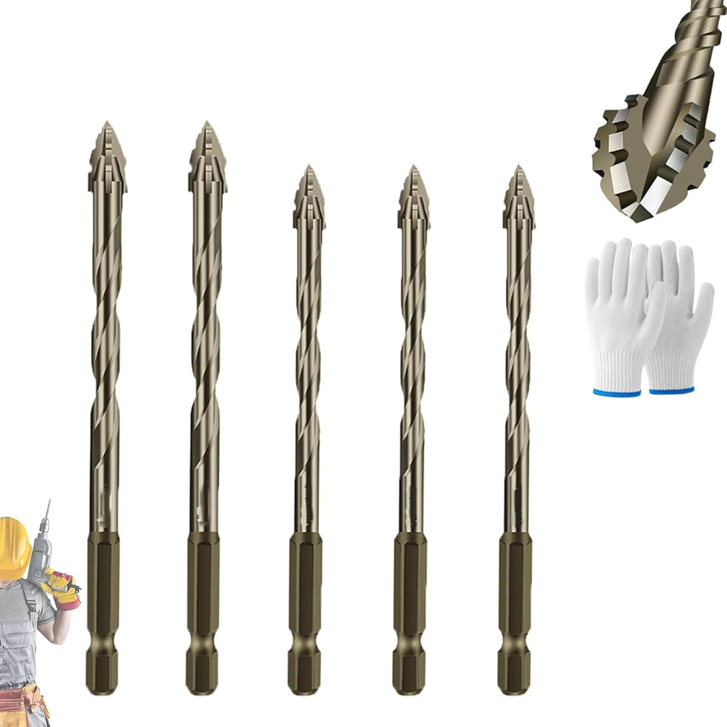 Beooshop Four Blade Serrated Eccentrc Drll Bts,Premum Serrated Edge