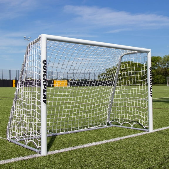 Quickplay Pro ALU Match Soccer Goal - Football Goal with Knotted Mesh Net & Aluminum Frame - 6x4'