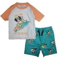 thumbnail image 1 of Quicksand Boys' 2-Piece UPF 50+ Rash Guard and Swimsuit Trunks Set (2T, Multi Surf Dog), 1 of 1