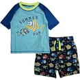 thumbnail image 1 of Quicksand Boys' 2-Piece UPF 50+ Rash Guard and Swimsuit Trunks Set (4, Turquoise Summer Fun), 1 of 1