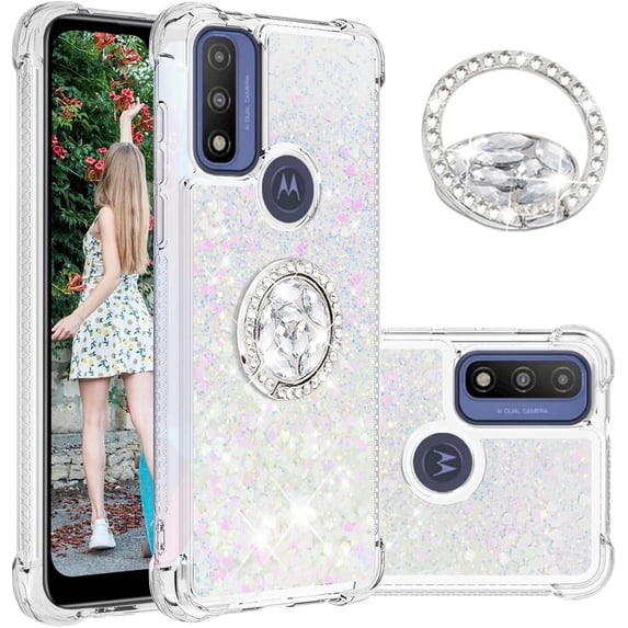 Quicksand Case for Motorola Moto G Play (2023)/ G Power 2022/ G Pure, Glitter Sparkle Flowing Clear Soft TPU Liquid Cover Case with Bling Diamond Kickstand for Moto G Play (2023) -Colorful