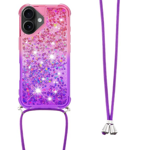 Quicksand Phone Case for iphone 17 Adjustable Neck Lanyard Gradient Color Phone Case with Breakaway Safety Clip