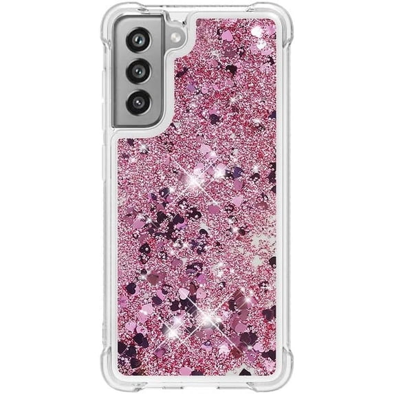Quicksand Small Love Phone case, Clear Border, Multi-Colour Options, Drop-Proof, for Samsung Galaxy S21 S20 S10 S9 S8 Ultra Plus FE Note20 Note10 Note9 Note8 Phone Case (P5,S21 FE)