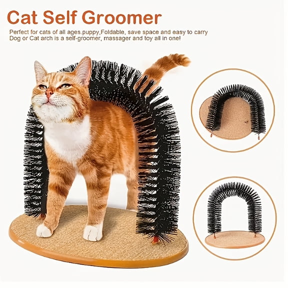 [Quickship] Cat Arch Self-Grooming Massage Toy, Multi Functional Kitten Scratcher Interactive Toy for Cat Hair Grooming Massage & Scratching