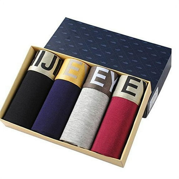 Quicksilk Men's 4 Pack Comfortable Bamboo Fiber Boxer Briefs (L/36-38 Inches, D)