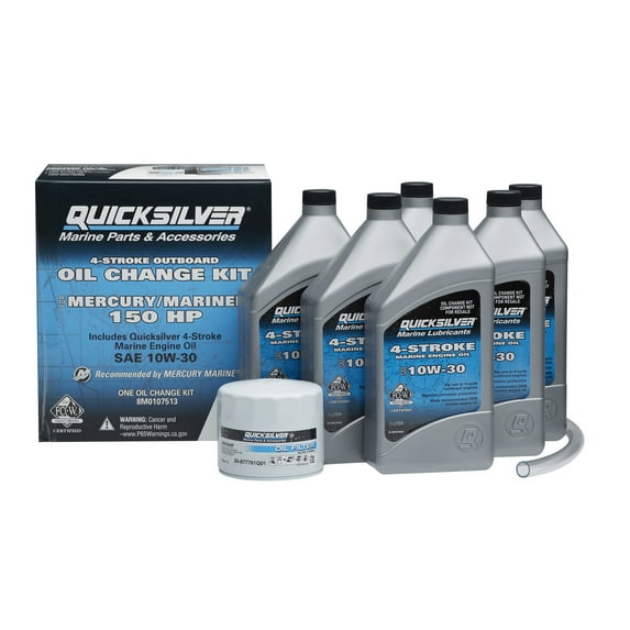 Quicksilver 10W-30 Oil Change Kit for 4-Stroke 150hp Mercury and Mariner Outboards
