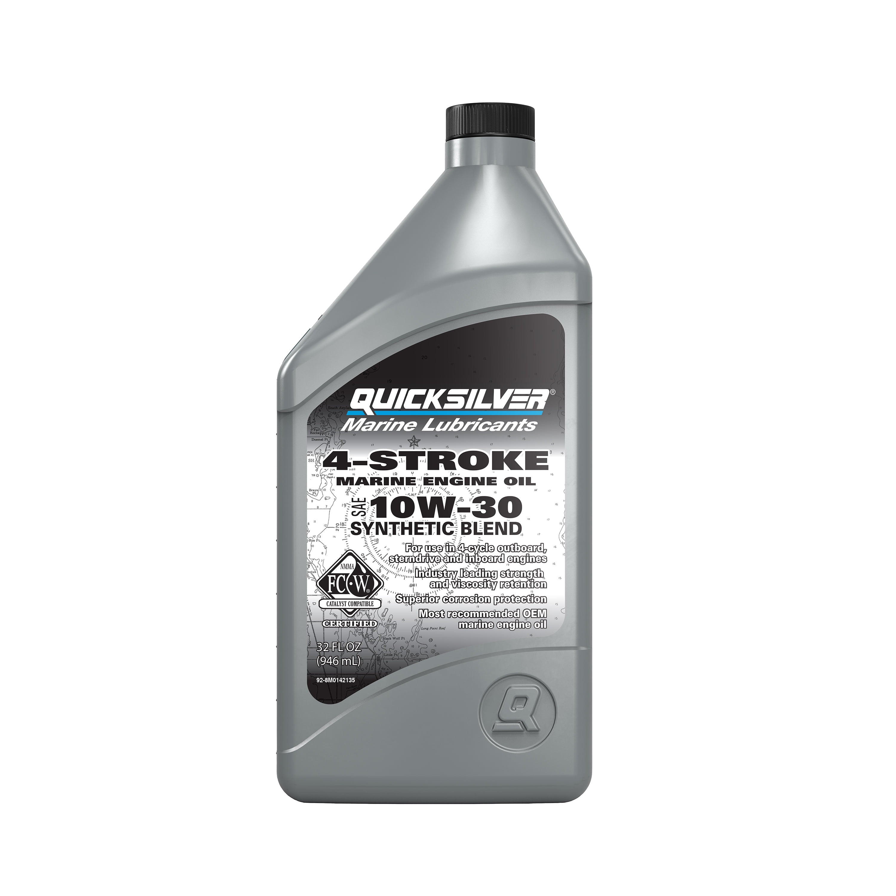 Quicksilver 10W-30 Synthetic Marine Engine Oil, 1 Qt.