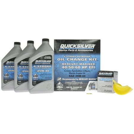 Quicksilver 25W-40 Oil Change Kit for 4-Stroke 40hp, 50hp and 60hp Mercury outboards