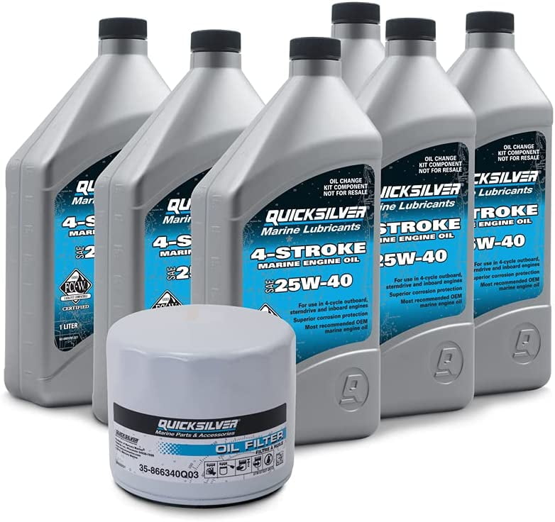 Quicksilver 25W40 Sterndrive and Inboard Oil Change Kit, Compatible w
