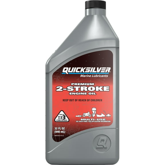 Quicksilver 858021Q01 Premium 2-Cycle TC-W3 Oil, Outboards, PWC, Snowmobiles, Motorcycles and Chainsaws, 1 Qt.