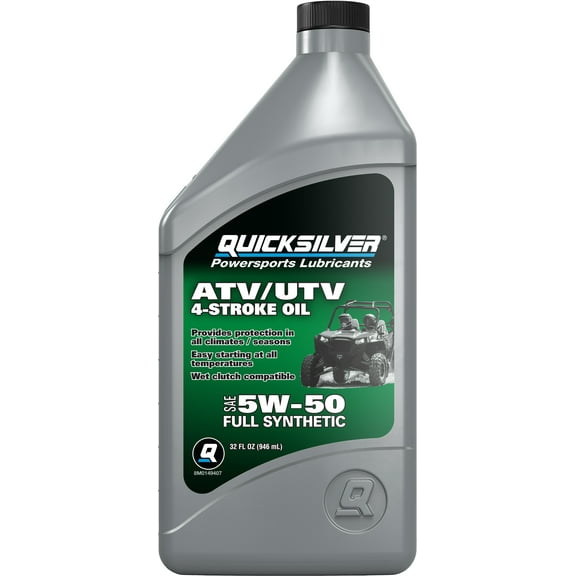 Quicksilver 8M0149407 5W-50 Full Synthetic 4-Stroke ATV/UTV Engine Oil, 1 Qt.