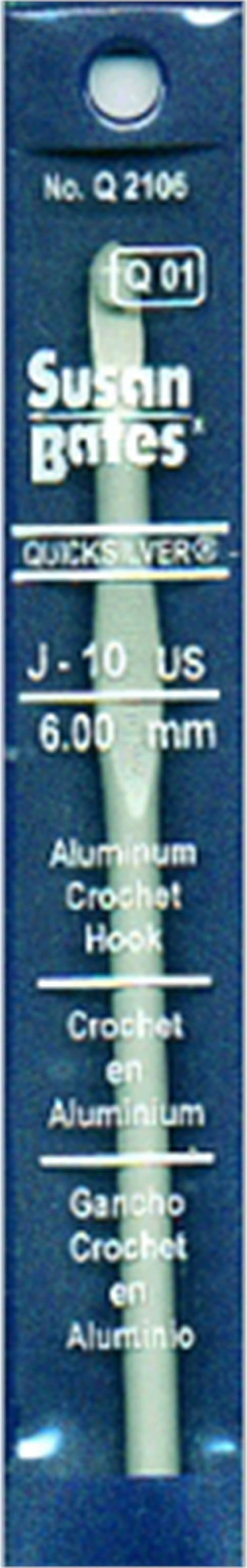 Quicksilver Aluminum Crochet Hook 5.5"Size J10/6mm, Pk 6, Quicksilver