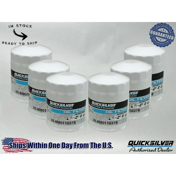 Quicksilver Genuine OEM Authentic Marine Oil Filters 35-8M0116378 6 Pack