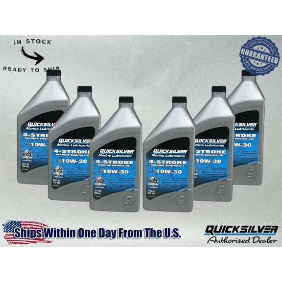 Quicksilver OEM 10W-30 Standard FCW Marine Oil Quarts 92-8M0078616 6 Pack