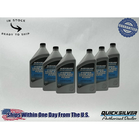 Quicksilver OEM Power Trim & Steering Fluid Quarts 92-858075Q01 6 Pack