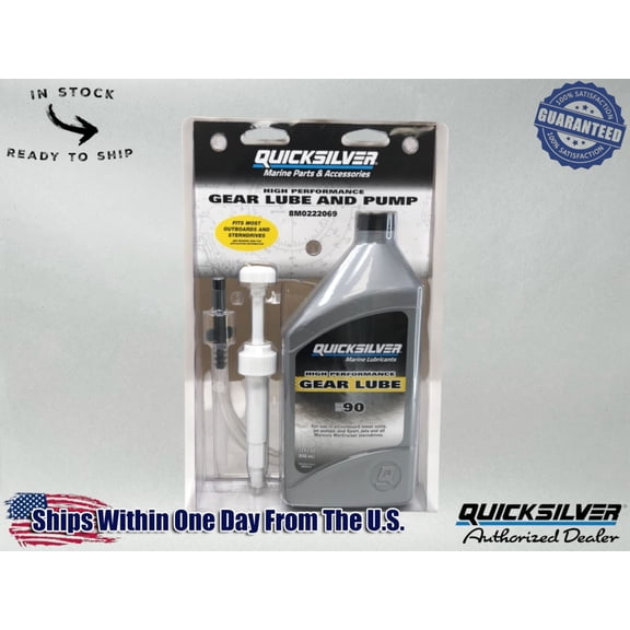 Quicksilver OEM SAE-90 High Perf Gear Lube Quart and Pump 92-8M0222069