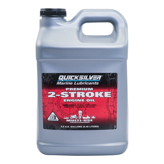 Quicksilver Premium 2-Stroke Engine Oil, Outboards, PWC, Snowmobiles and Motorcycles, 2.5 Gallon