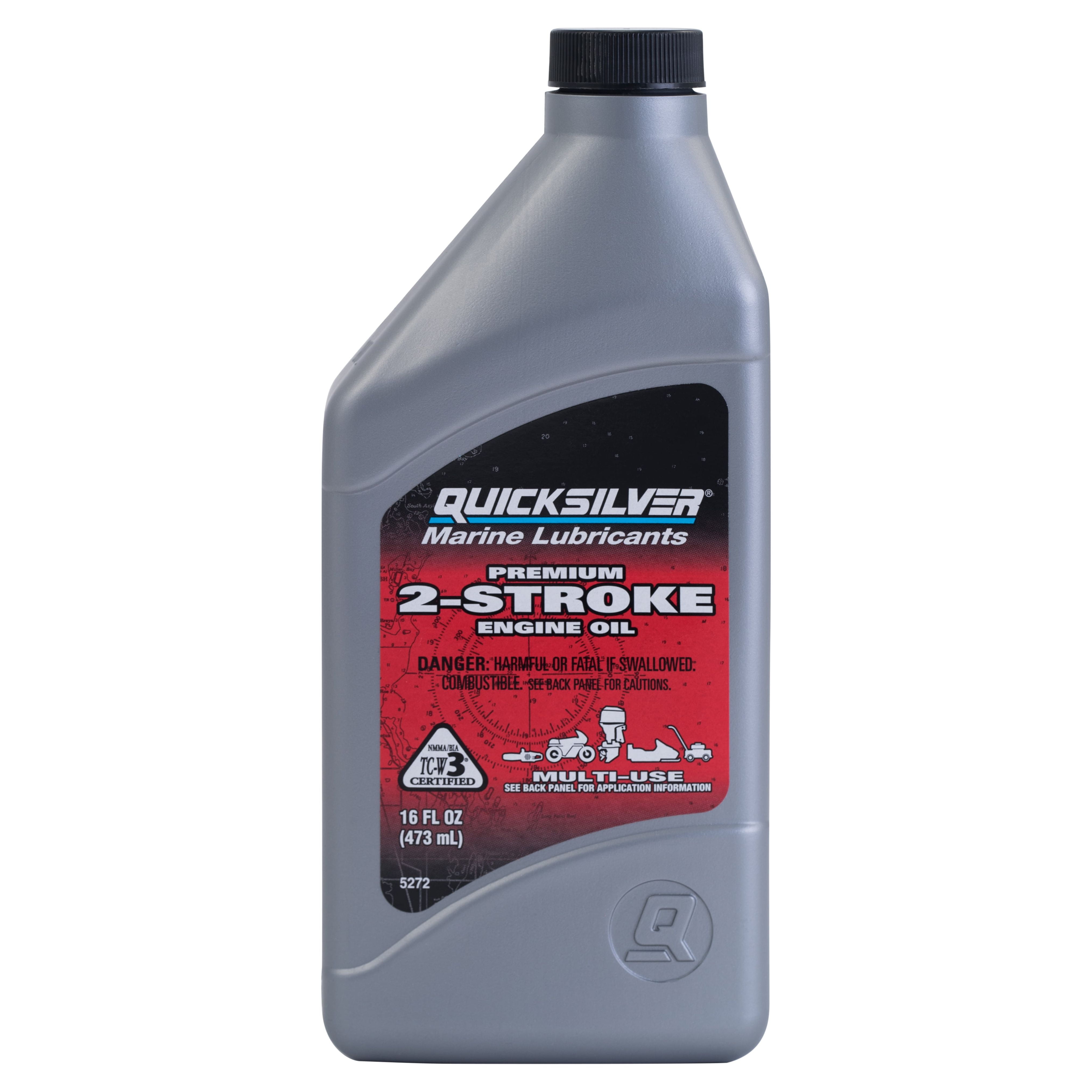 Quicksilver Premium 2-Stroke Engine Oil for Outboards, PWC, Snowmobiles and Motorcycles, 1 Pint