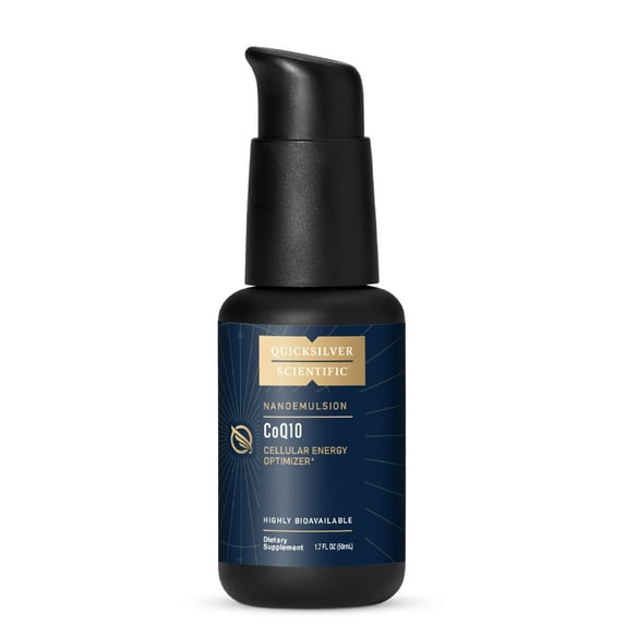Quicksilver Scientific CoQ10 Nanoemulsion - Liposomal Coenzyme Q10 Cardiovascular Support & Cellular Energy Supplement - Fast Absorbing Liquid CoQ10 (1.7oz / 50ml)