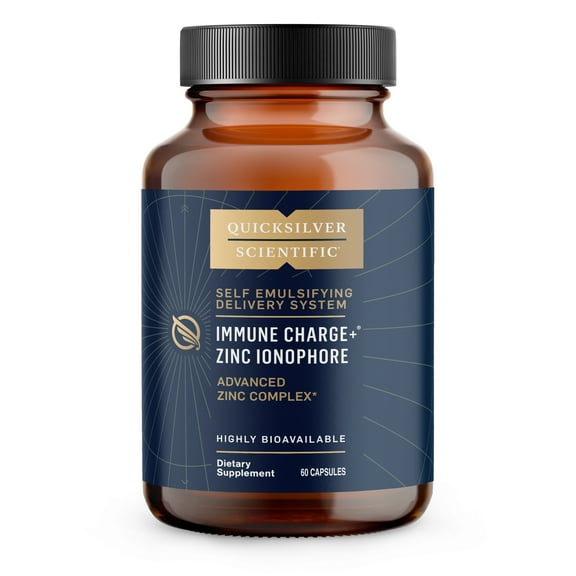 Quicksilver Scientific Immune Charge+ Zinc Ionophore - Zinc Supplement Complexed with Quercetin, Luteolin, Hesperetin Immune + GI Support (60 Capsules)