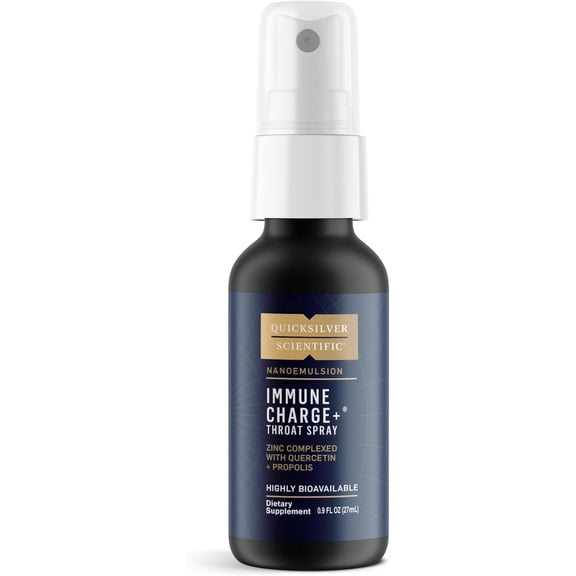 Quicksilver Scientific Immune Charge+ Zinc Throat Spray - Immune Support Liquid Zinc Supplement with Quercetin - 'Throat Coat' with Liposomal Absorption Technology (0.9 fl oz / 27ml)