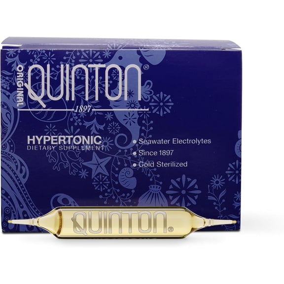 Quicksilver Scientific Original Quinton Hypertonic Solution- Sea Water Hydration - Liquid Minerals with Electrolytes for Muscle Recovery, Stamina+Mineral Replenishment (30 Single Serving Glass Vials)