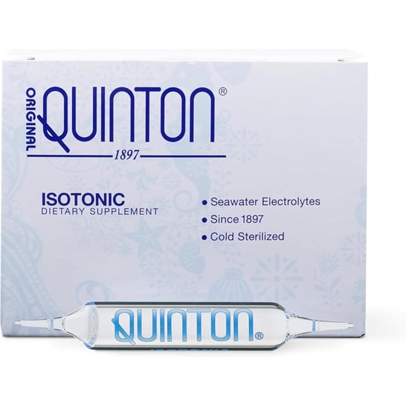 Quicksilver Scientific Original Quinton Isotonic Solution with Sea Water Minerals + Alpine Spring Water - Liquid Hydration, Electrolyte + Multi Minerals Supplement (30 Single Serving Vials)