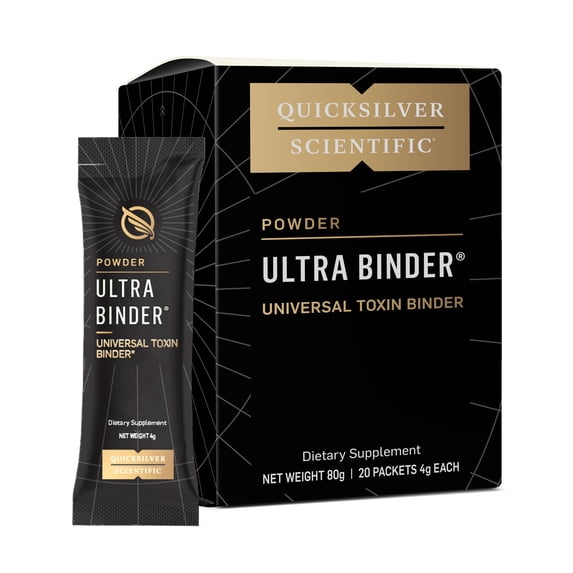 Quicksilver Scientific Ultra Binder powder, multi toxin binder with bentonite clay, zeolite, charcoal, 20 sticks
