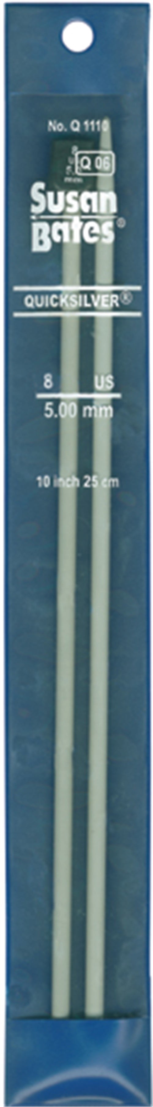 Susan Bates Quicksilver Single Point Stricknadeln – 25,4 Cm Länge, Größe 15/10 | Graue Aluminium-Nadeln