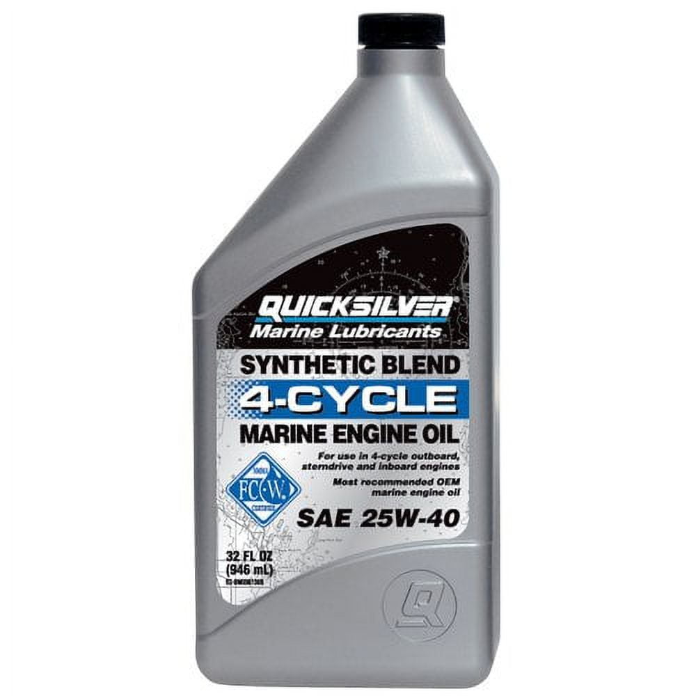 Quicksilver Synthetic Blend 4 Cycle Marine Motor Oil, 25W40