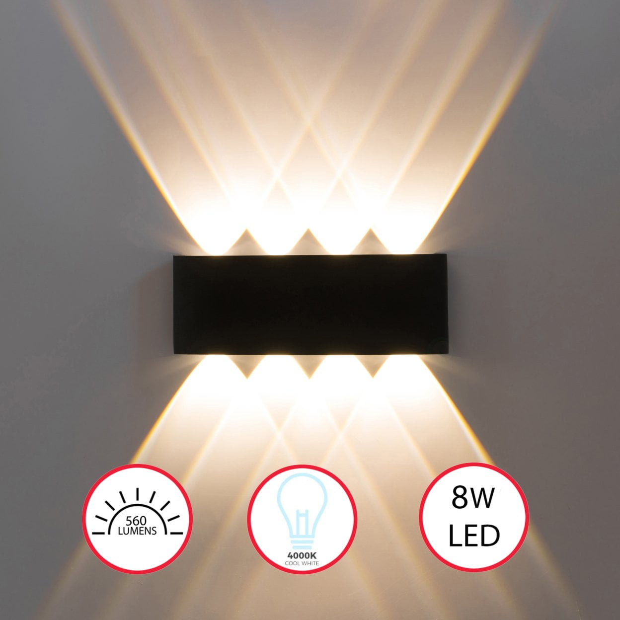 Black Aluminum Waterproof LED Wall Lamp for Indoor and Outdoor Use