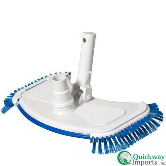 Quickway Imports Weighted Manual Swimming Pool Vacuum Head with Swivel Hose Connector Flexible Side Brush Cleaner Tool Safe for Vinyl Liner Perfect for Inground and Above Ground Pool Maintenance Use