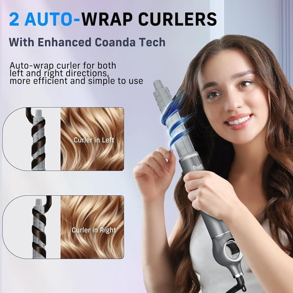 Quico 5-in-1 Blow Dryer Brush Set with Rotating Curlers, Ionic Hair Styler for Fast Drying and Heat Protection