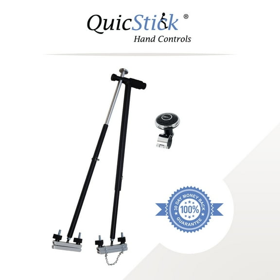 Quicstick Thumb Controlled Drive Assist Portable Hand Controls For Vehicles, Cars, Disabled Driving - Car Hand Controls, Aluminum