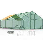 Quictent Premium Large Metal Chicken Coop Run Upgraded with Galvanized Hardware Cloth & 1.26" Reinforced Metal Tube, Walk-in Poultry Cage for Outdoor Yard Farm, 19.7x9.8x6.6FT