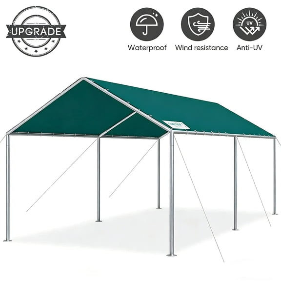 Quictent 10'X20' Heavy Duty Carport Car Canopy Outdoor Car Shelter Canopy Boat Shelter-Green